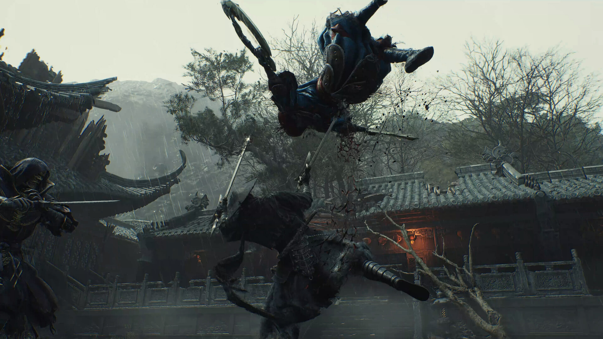 Phantom Blade Zero combat gameplay showing Soul fighting multiple enemies in a vibrant outdoor arena